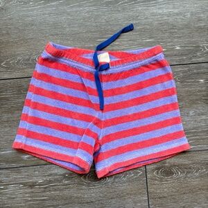 Mini Boden Red and Purple Striped Toweling Shorts